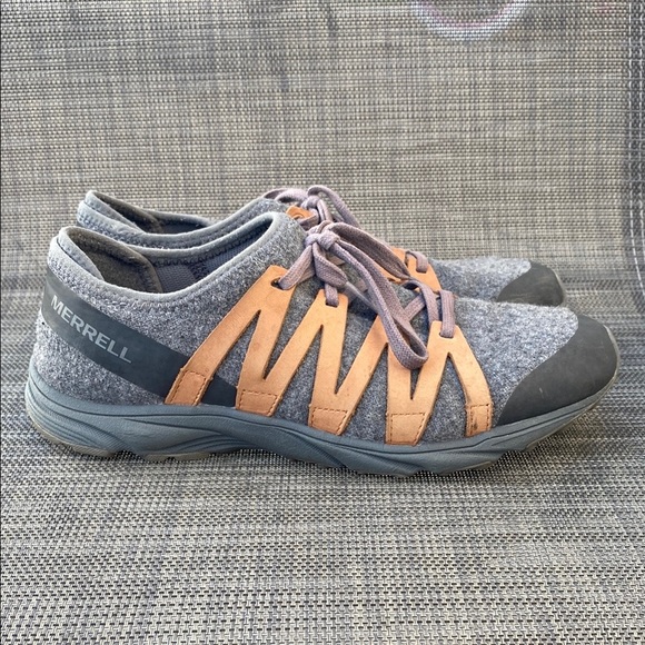Merrell Riveter Gray and Tan Casual Wool Sneakers Women Size 7.5 - Picture 2 of 16